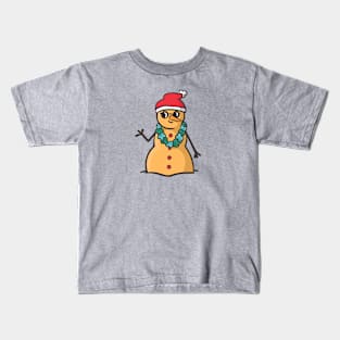 Christmas Sandman Snowman with Santa Hat Kids T-Shirt